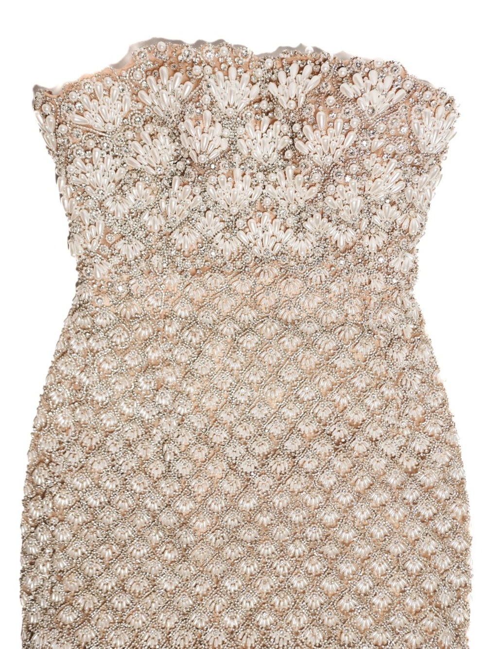 OSCAR DE LA RENTA Pearl Embroidered Scallop Gown XS size 2/4 - Picture 4 of 12